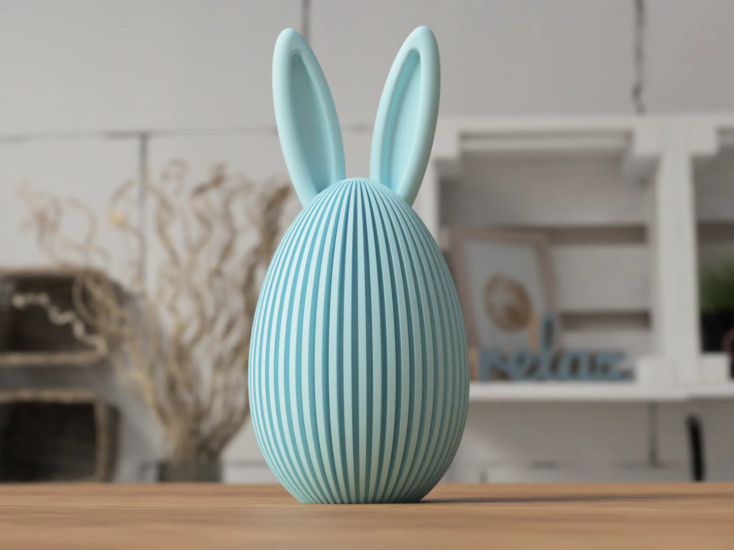 Bunny Egg - 3D Printed Bunny - Cute Spring Bunny - Bunny Ear Sculpture - Minimalist Easter Decor - Easter Ornament - Japandi Easter Egg