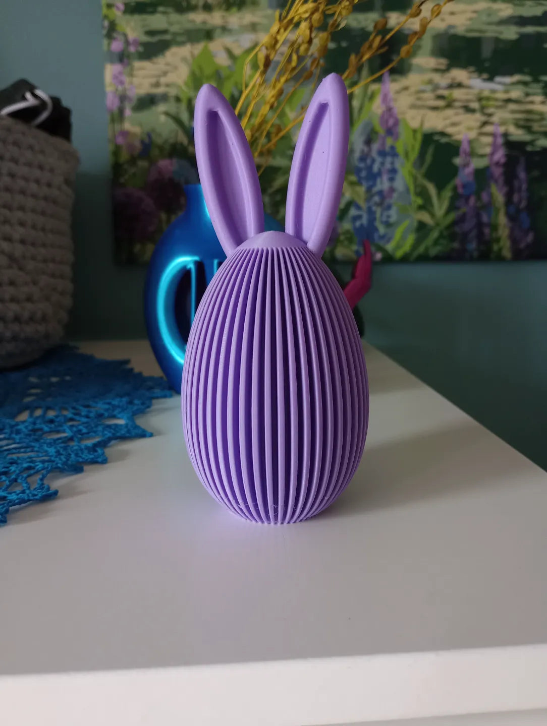 Bunny Egg - 3D Printed Bunny - Cute Spring Bunny - Bunny Ear Sculpture - Minimalist Easter Decor - Easter Ornament - Japandi Easter Egg