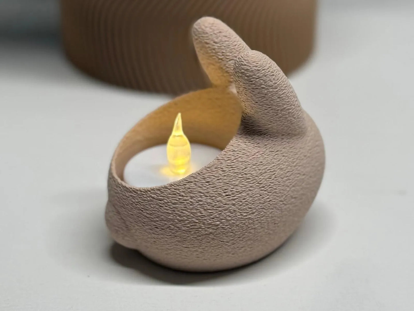 Bunny Tealight Holder - 3D Printed Candle Holder - Rabbit Candle Holder - Minimalist Easter Decor - Modern Bunny Ornament-Bunny Easter Gift