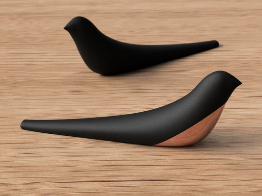 House bird Figurine - Minimalist Bird Sculpture - Mid Century Sculpture House Bird - Decorative Bird Statue - Modern Black Bird Figurine Set