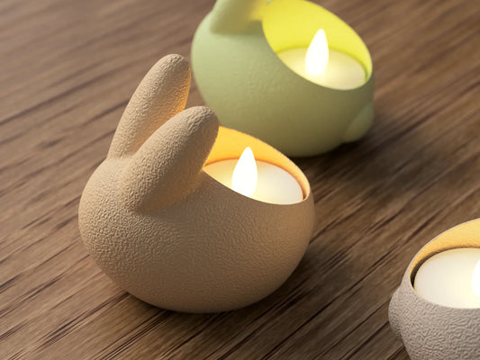 Bunny Tealight Holder - 3D Printed Candle Holder - Rabbit Candle Holder - Minimalist Easter Decor - Modern Bunny Ornament-Bunny  Easter Gift
