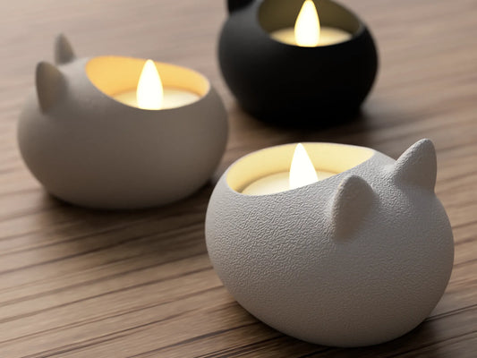 Cat Tealight Holder - 3D Printed Candle Holder - Cozy Lighting Accent - Minimalist Cat Decor - Modern Cat Tealight Holder - Unique Gift